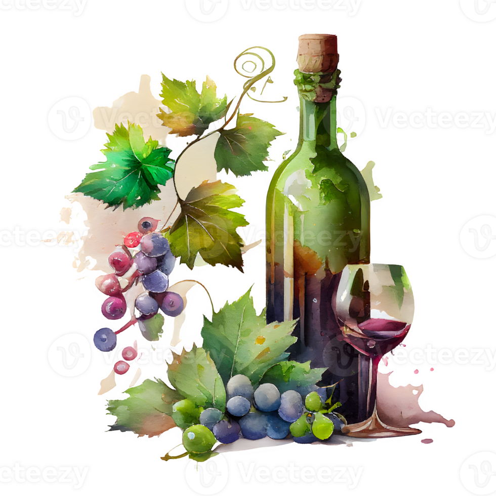 watercolor wine grapes AI Generative png