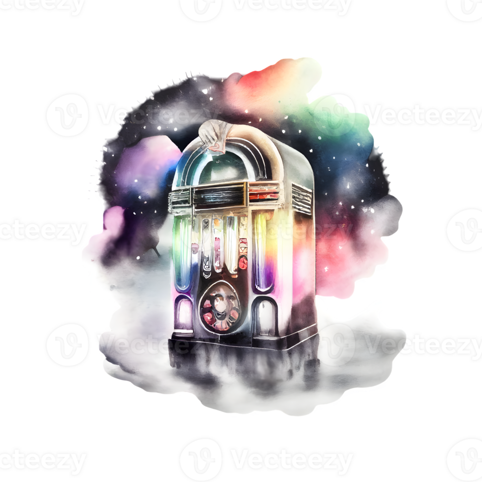 Aquarell Bar Jukebox ai generativ png