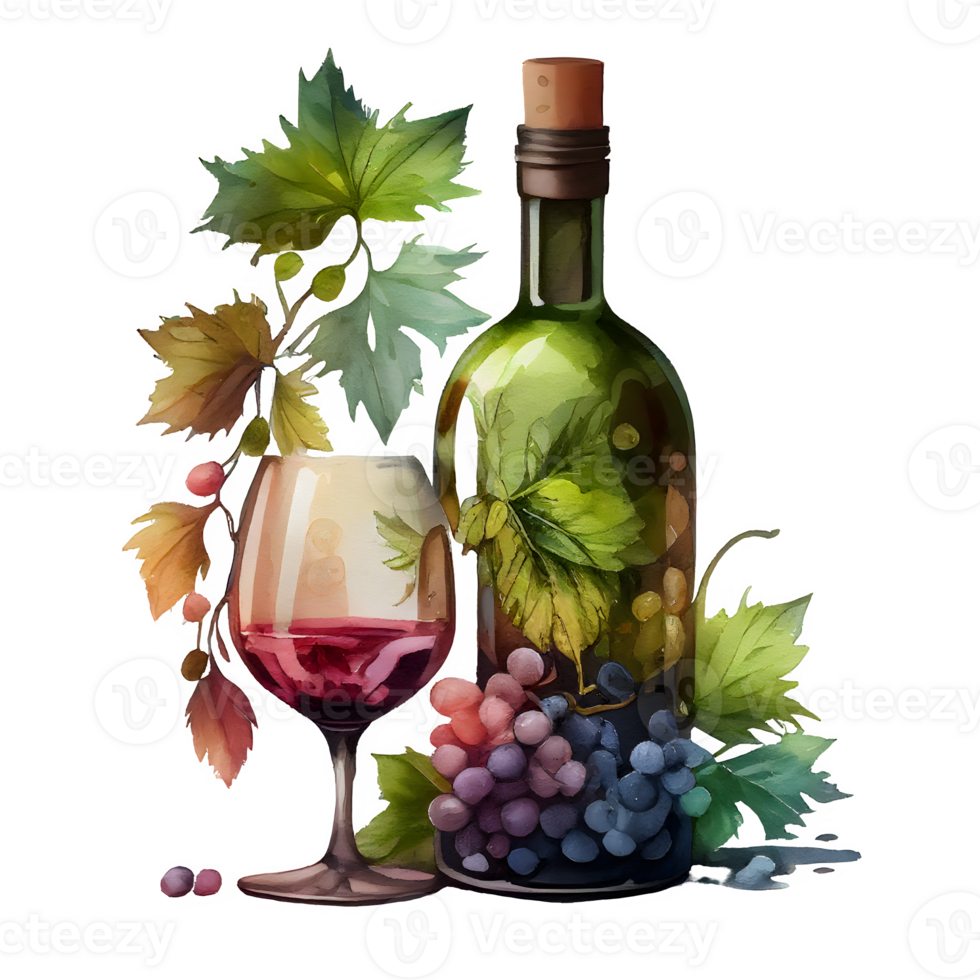 watercolor wine grapes AI Generative png