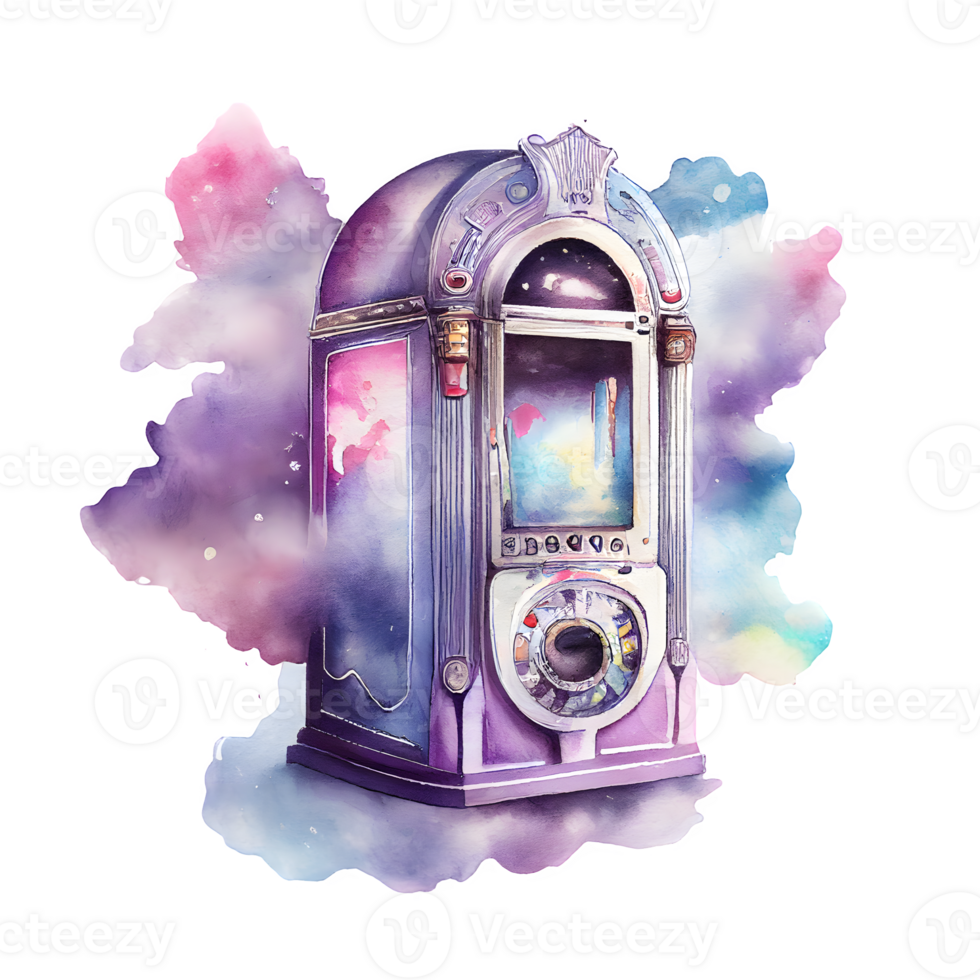 Aquarell Bar Jukebox ai generativ png