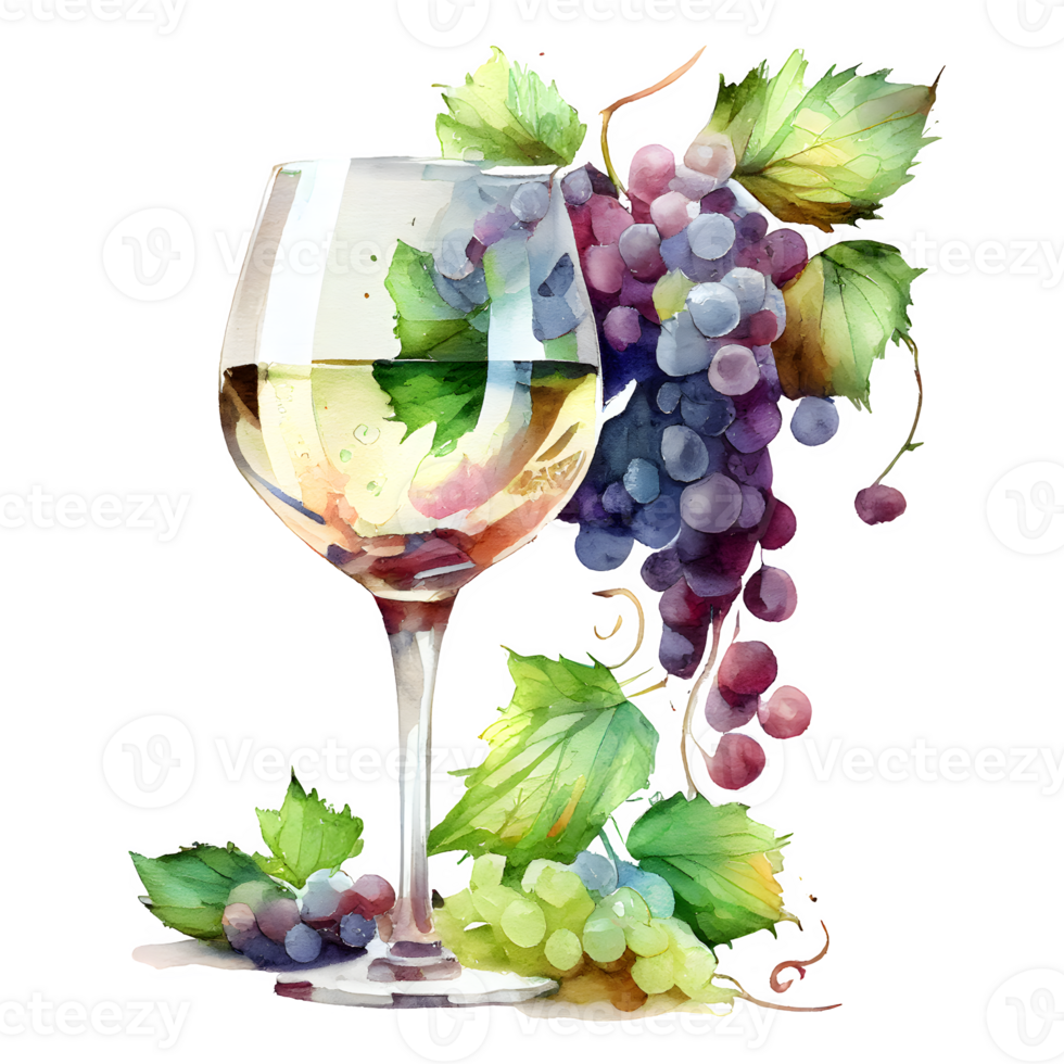 Aquarell Wein Trauben ai generativ png