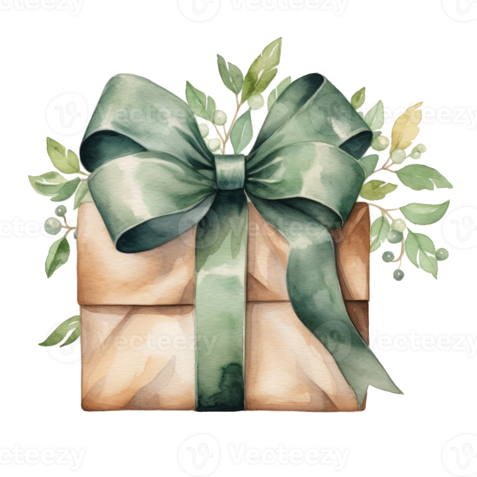 Watercolor gift box isolated. Illustration png