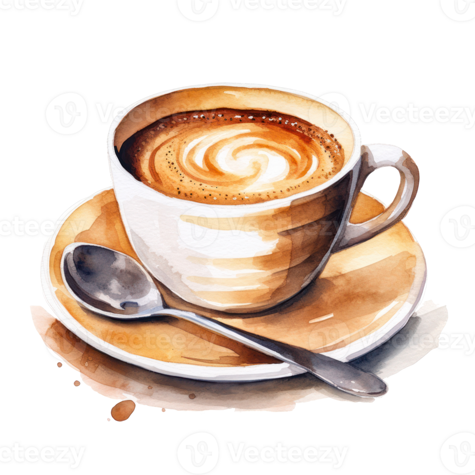 Watercolor cup of coffee. Illustration png
