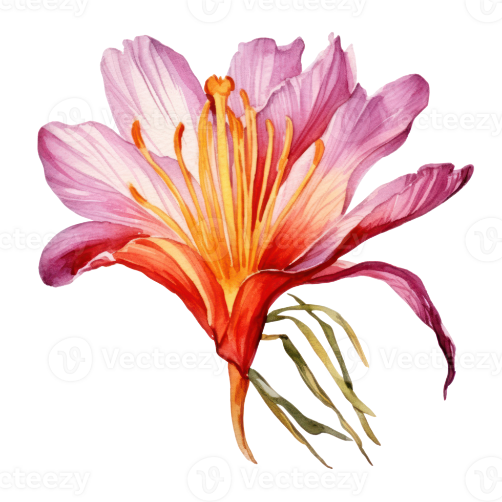 Saffron flower watercolor. Illustration png