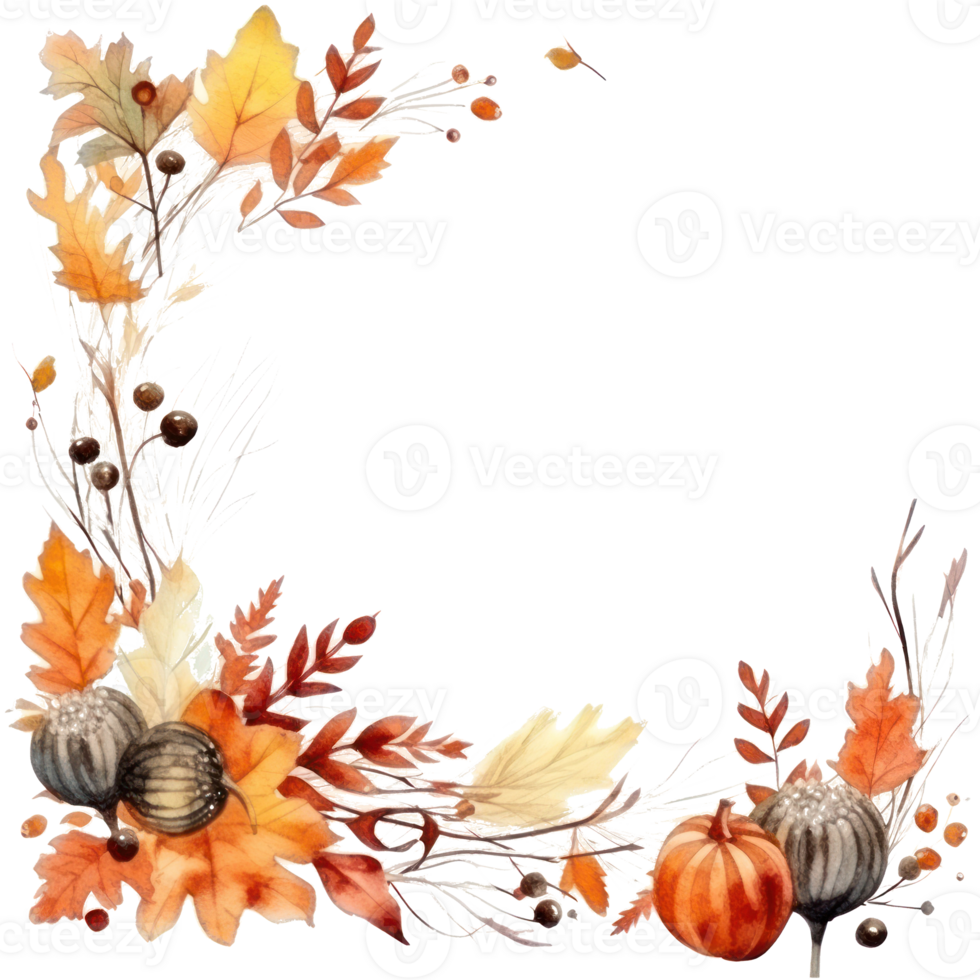 Watercolor Autumn Frame. Illustration png