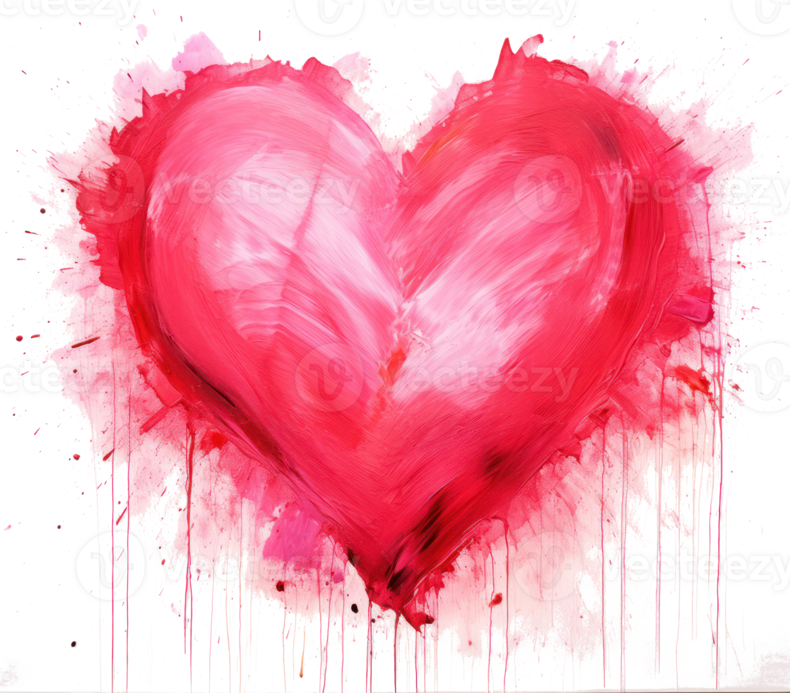 Watercolor red heart. Illustration AI Generative png