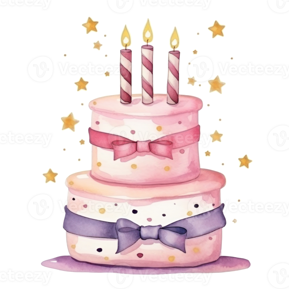 Watercolor Birthday Cake Isolated png