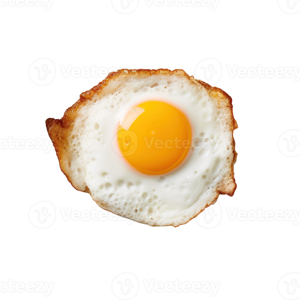 Fried egg on white plate isolated png