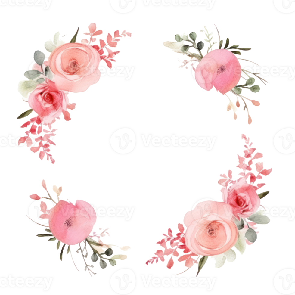 Watercolor floral frame. Illustration png