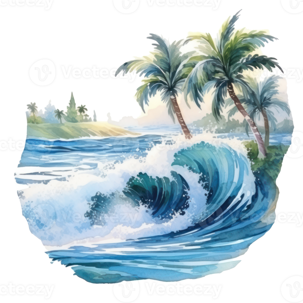 Watercolor tropical background. Illustration png