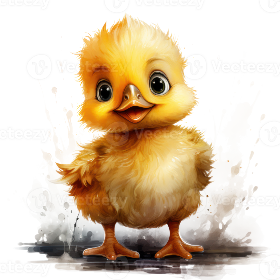 schattig waterverf baby eend. illustratie ai generatief png