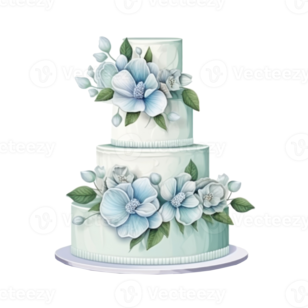 Watercolor wedding cake isolated png