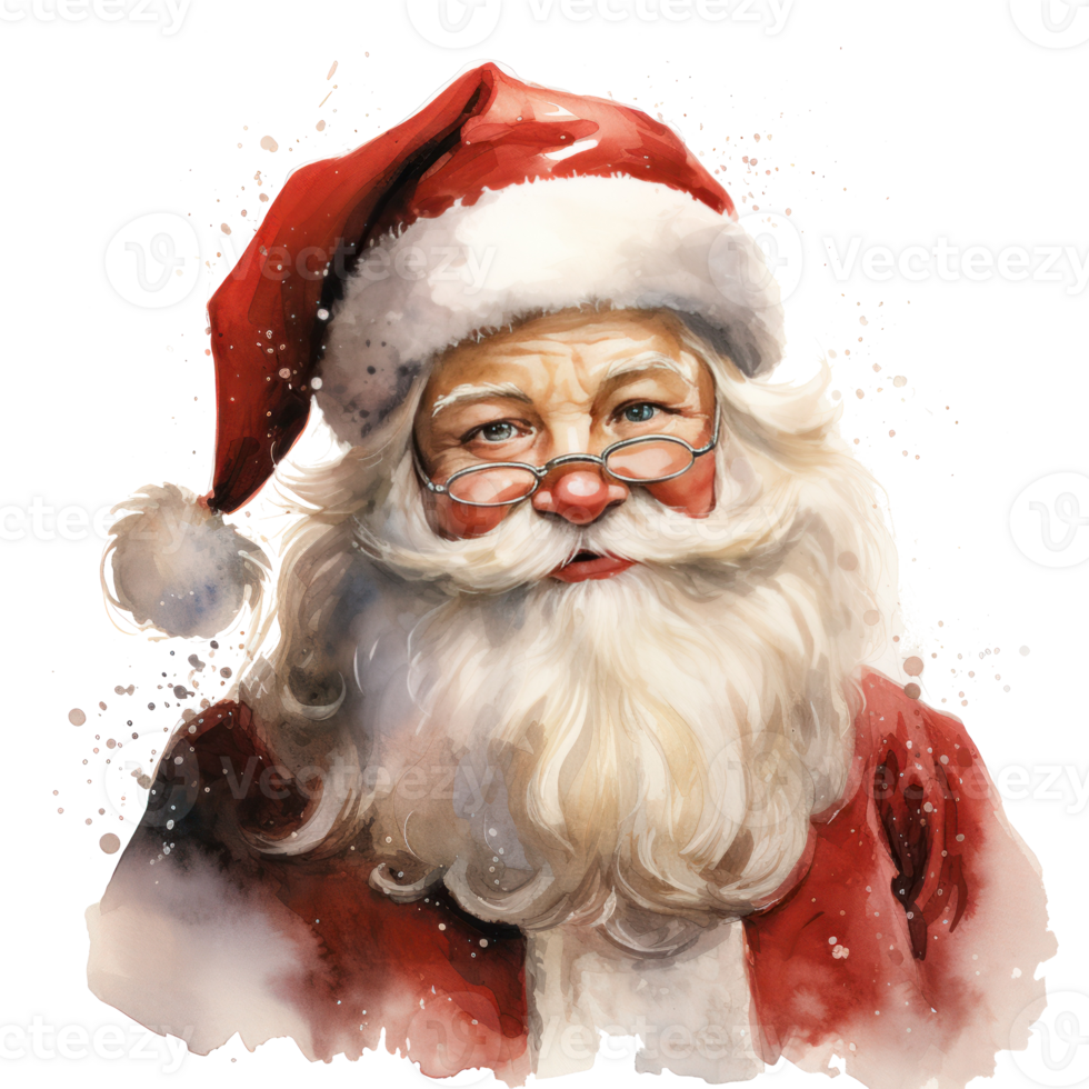 Cute watercolor Santa. Illustration AI Generative png