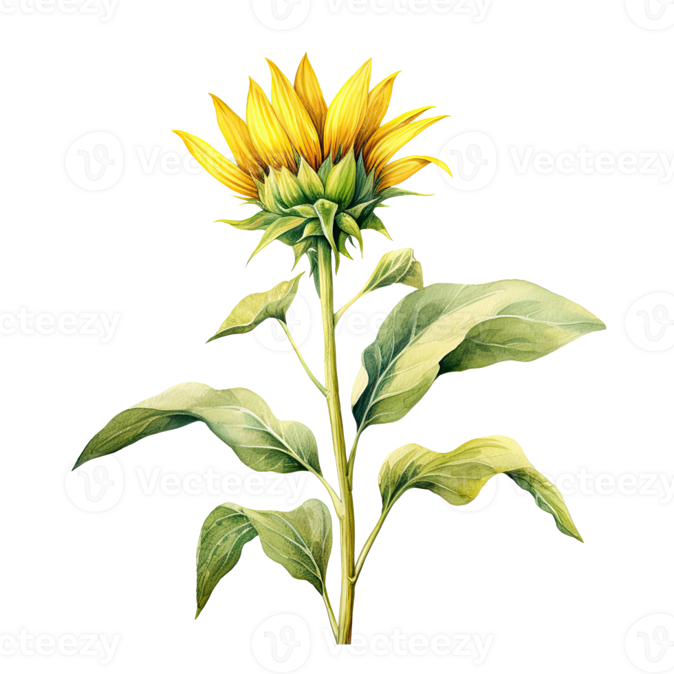 girasol acuarela aislado. ilustración ai generativo png