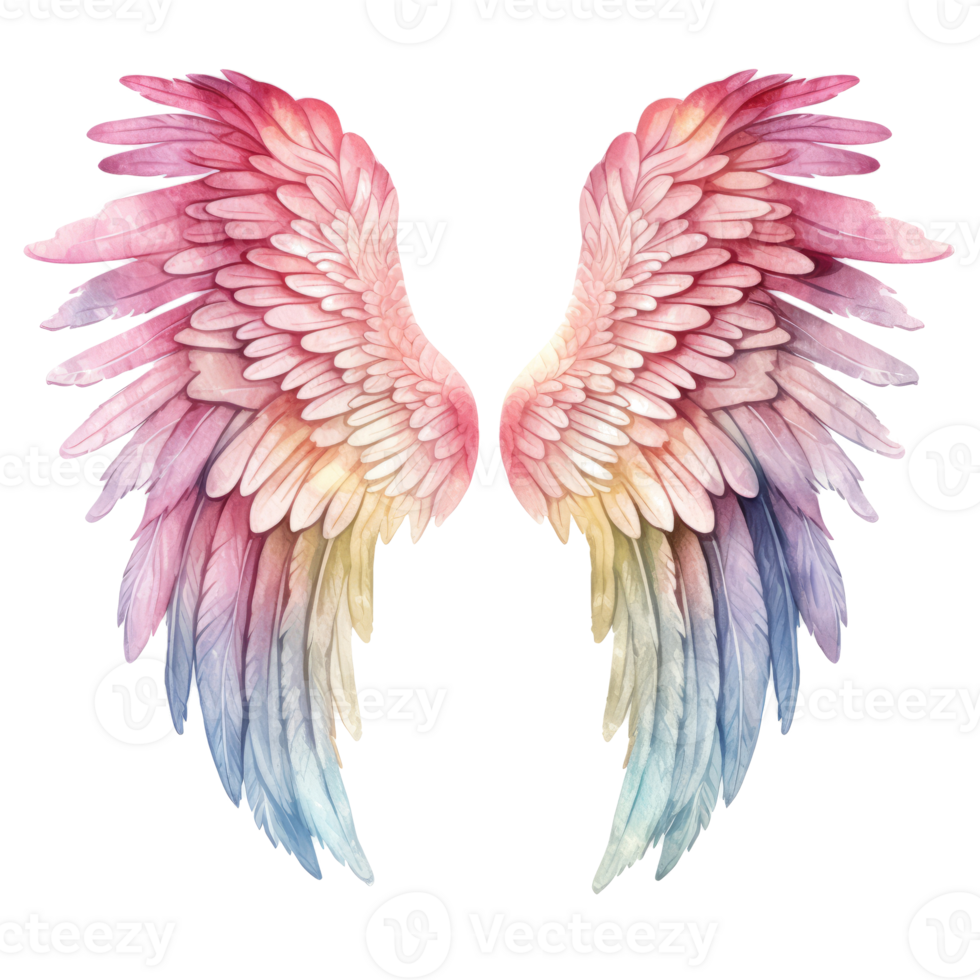 Watercolor angel wings isolated. Illustration AI Generative png