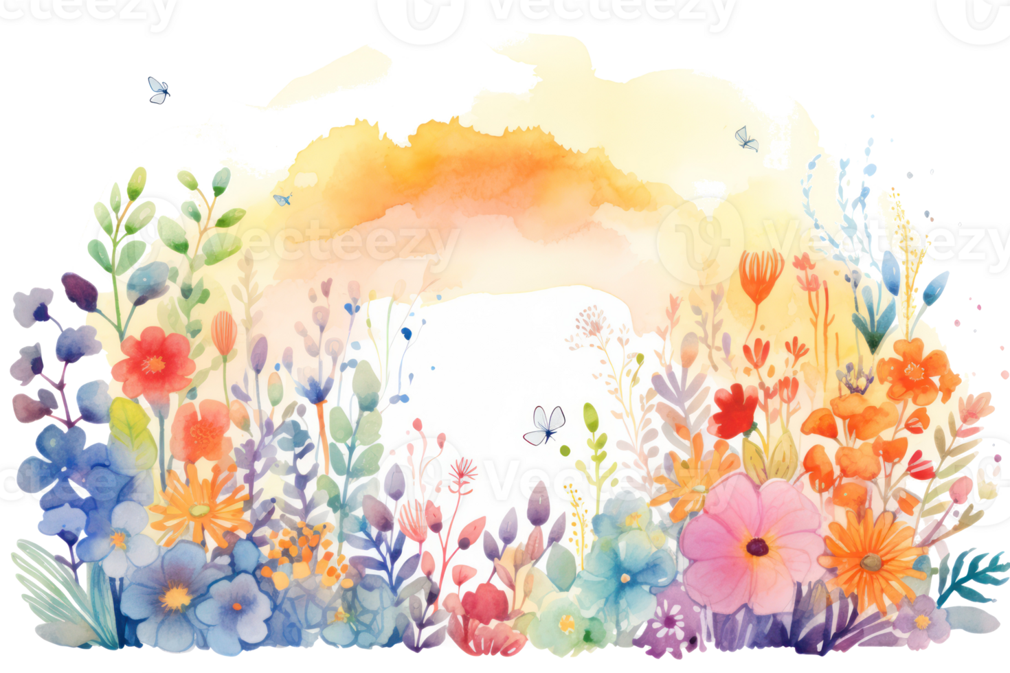 Watercolor floral background. Illustration png