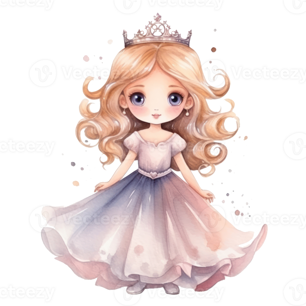 süß Aquarell Prinzessin. Illustration ai generativ png