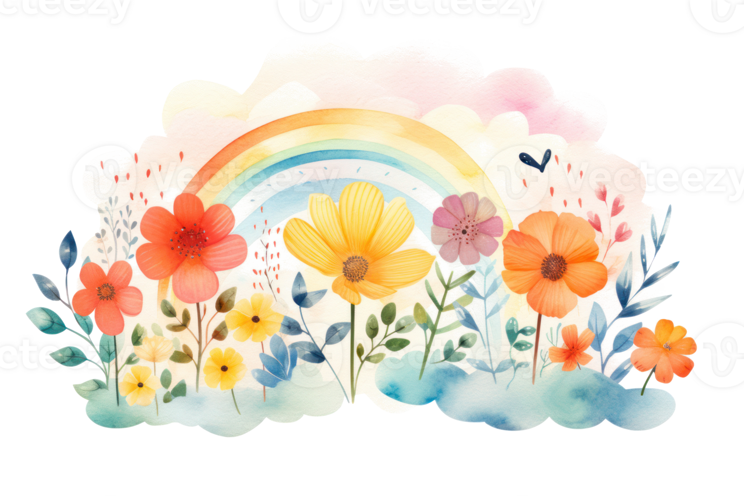 Watercolor floral background. Illustration png
