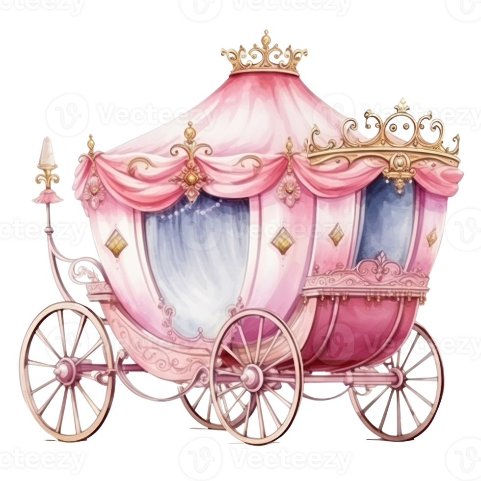 Watercolor Princess coach. Illustration AI Generative png