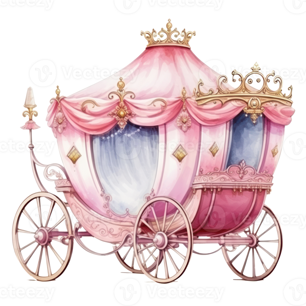 Watercolor Princess coach. Illustration png