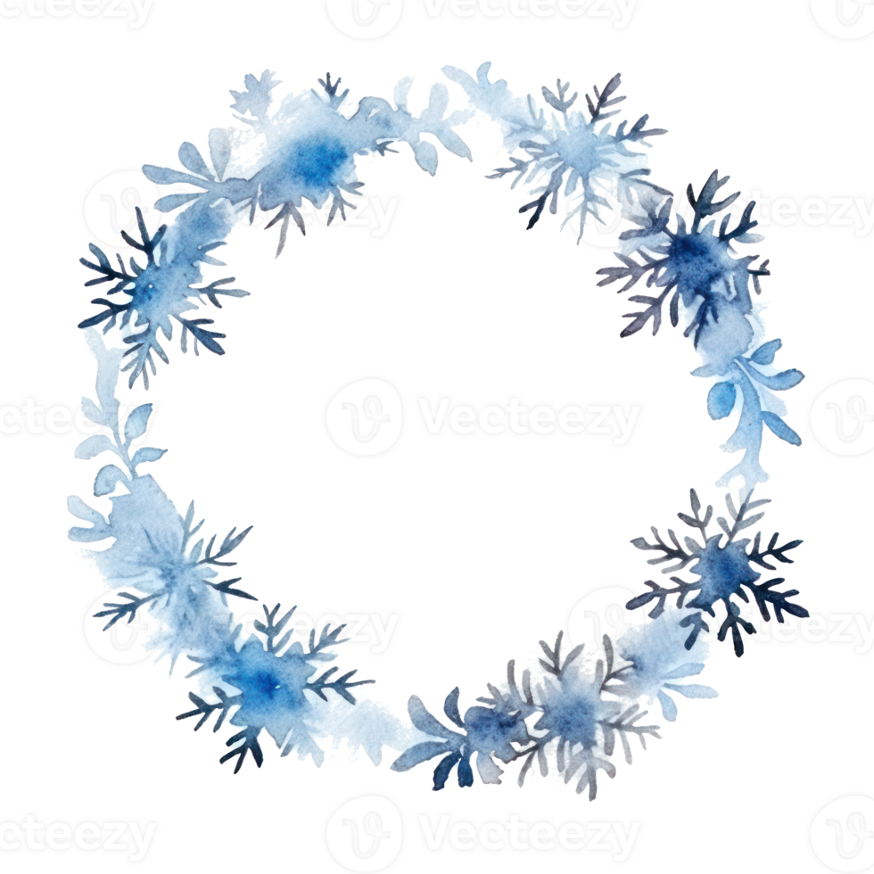 Watercolor snowflake frame. Illustration png