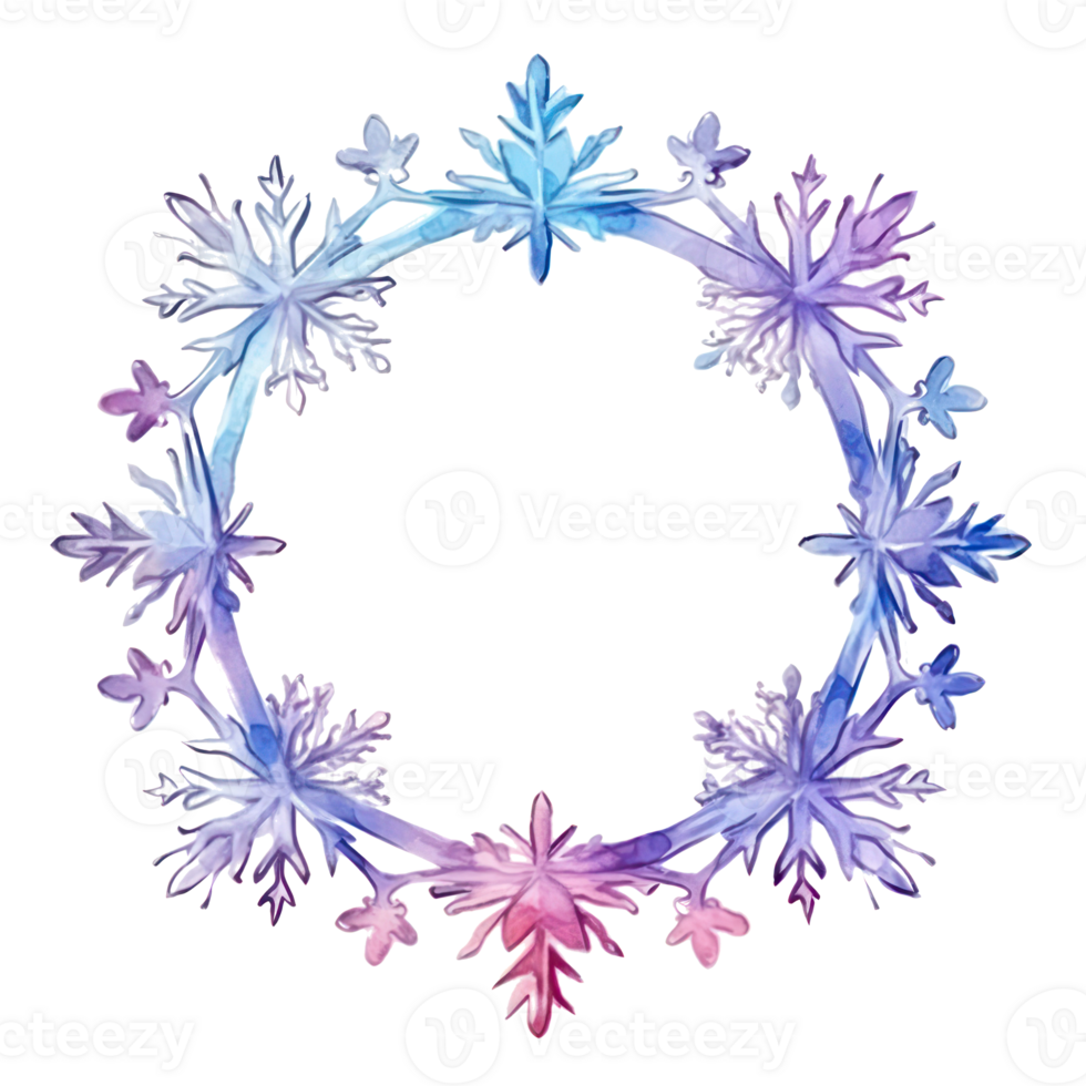 Watercolor snowflake frame. Illustration png