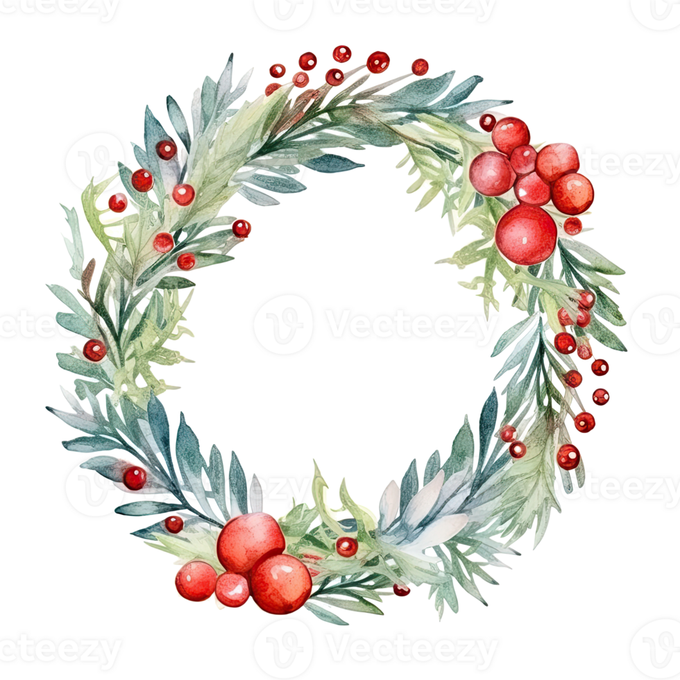 Watercolor Christmas Wreath. Illustration png