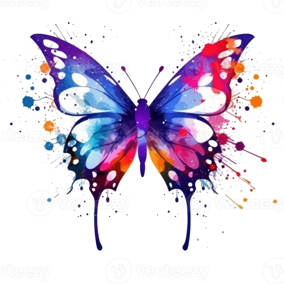 painted butterfly with splash. Illustration png