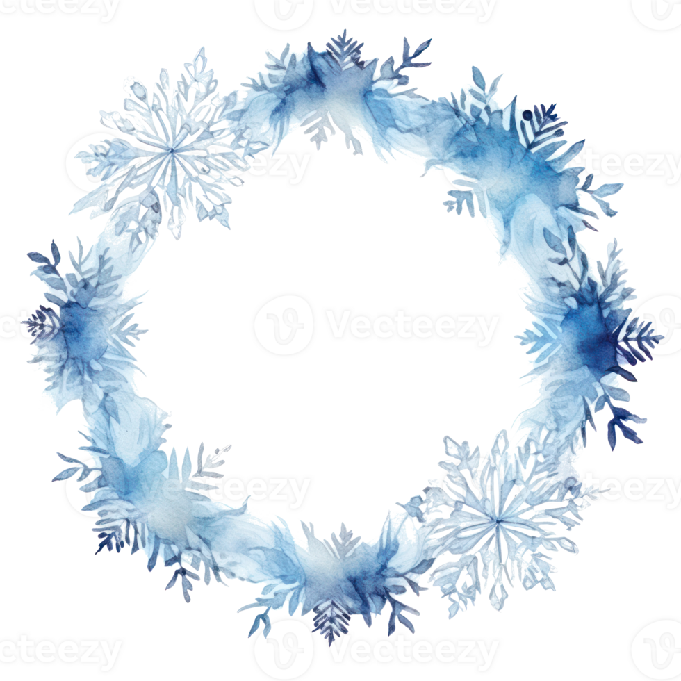 Watercolor snowflake frame. Illustration png
