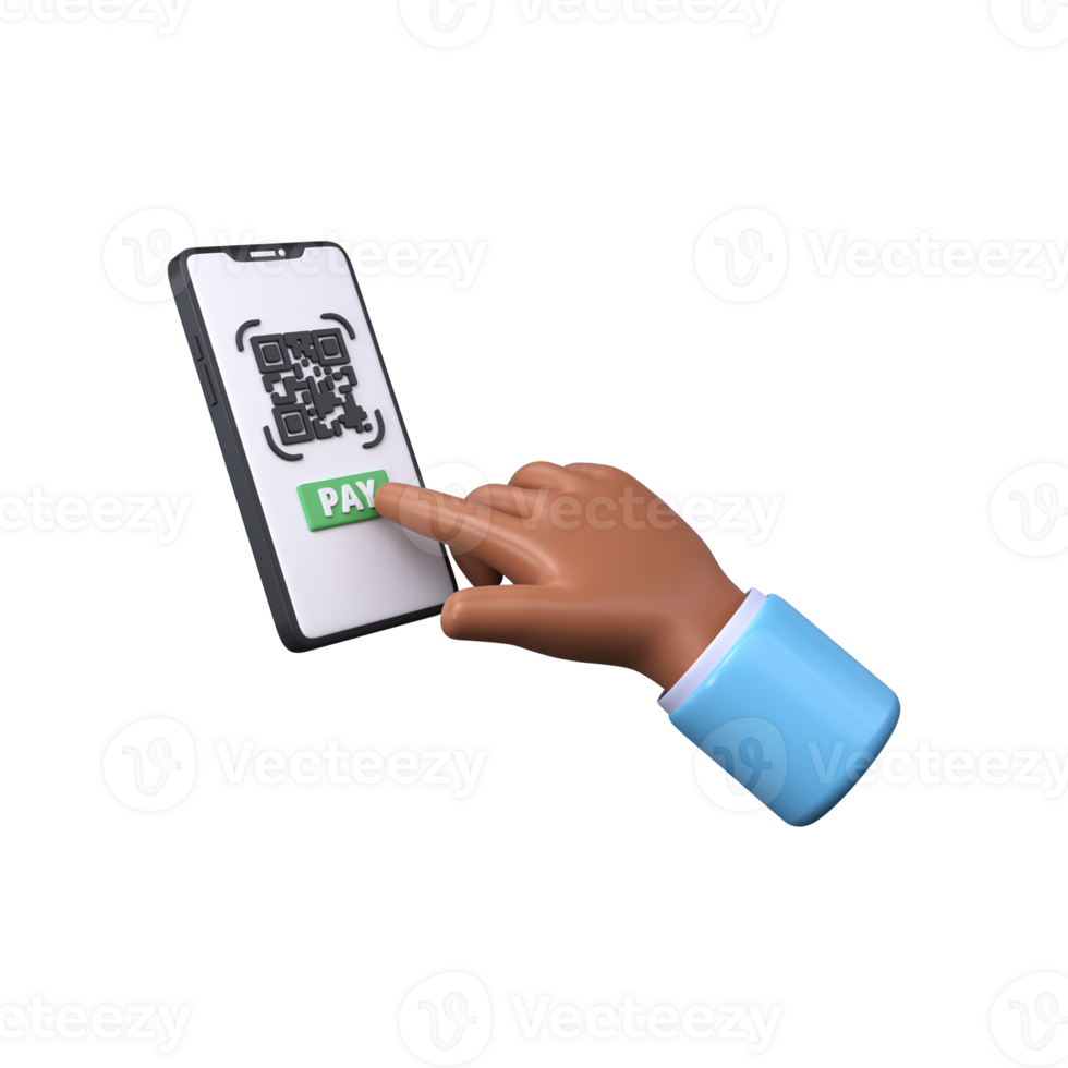 Payment by qr code from mobile phone, 3d style. png