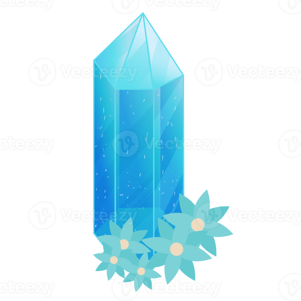 Crystal. Curative Transparent Healing Quartz. Gradient Clear Bright Gem with Flower. Floral Magic Stone png