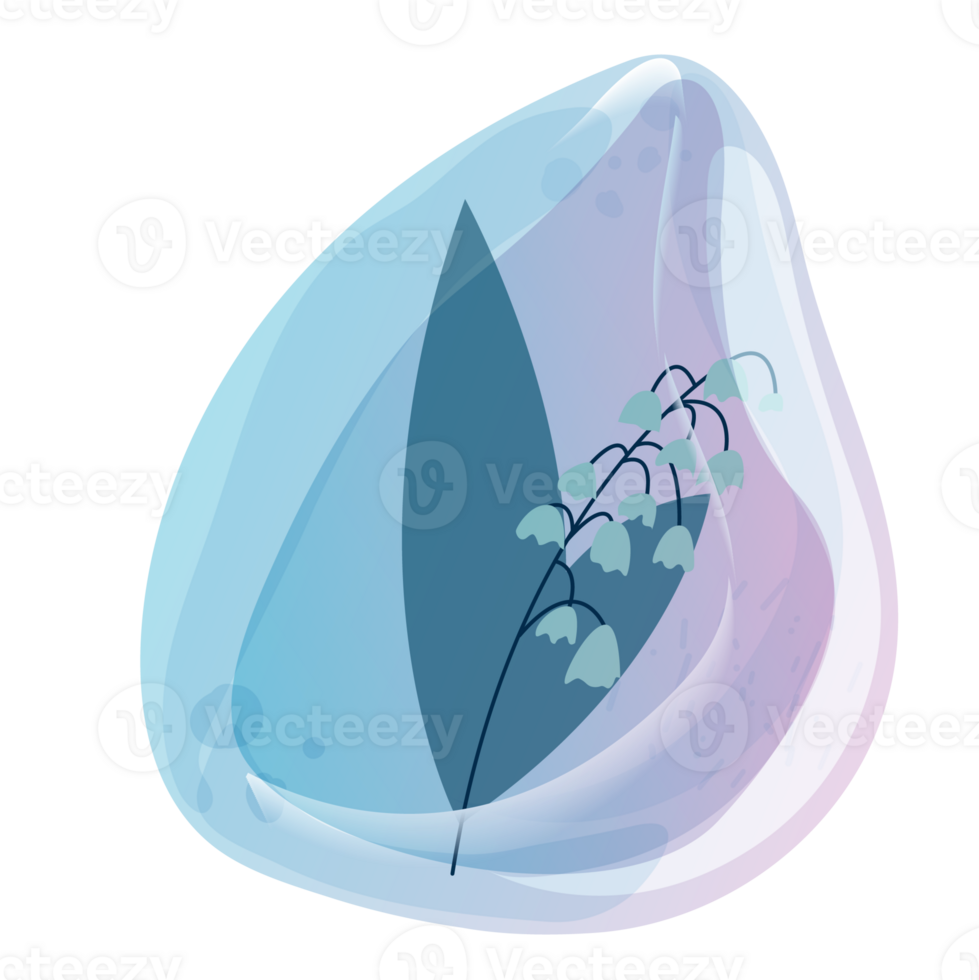 Crystal. Curative Transparent Healing Quartz. Gradient Clear Bright Gem with Flower. Floral Magic Stone png