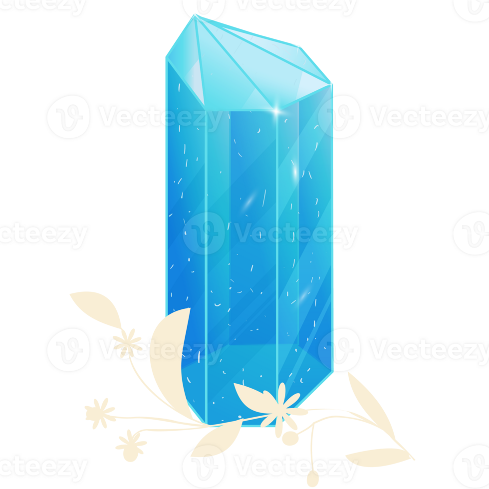 Crystal. Curative Transparent Healing Quartz. Gradient Clear Bright Gem with Flower. Floral Magic Stone png