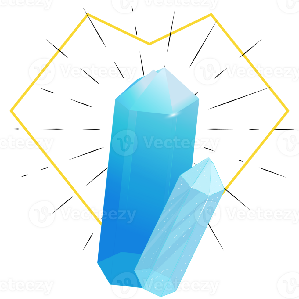Crystal. Curative Transparent Healing Quartz. Gradient Clear Bright Gem with Frame. Magic Stone png