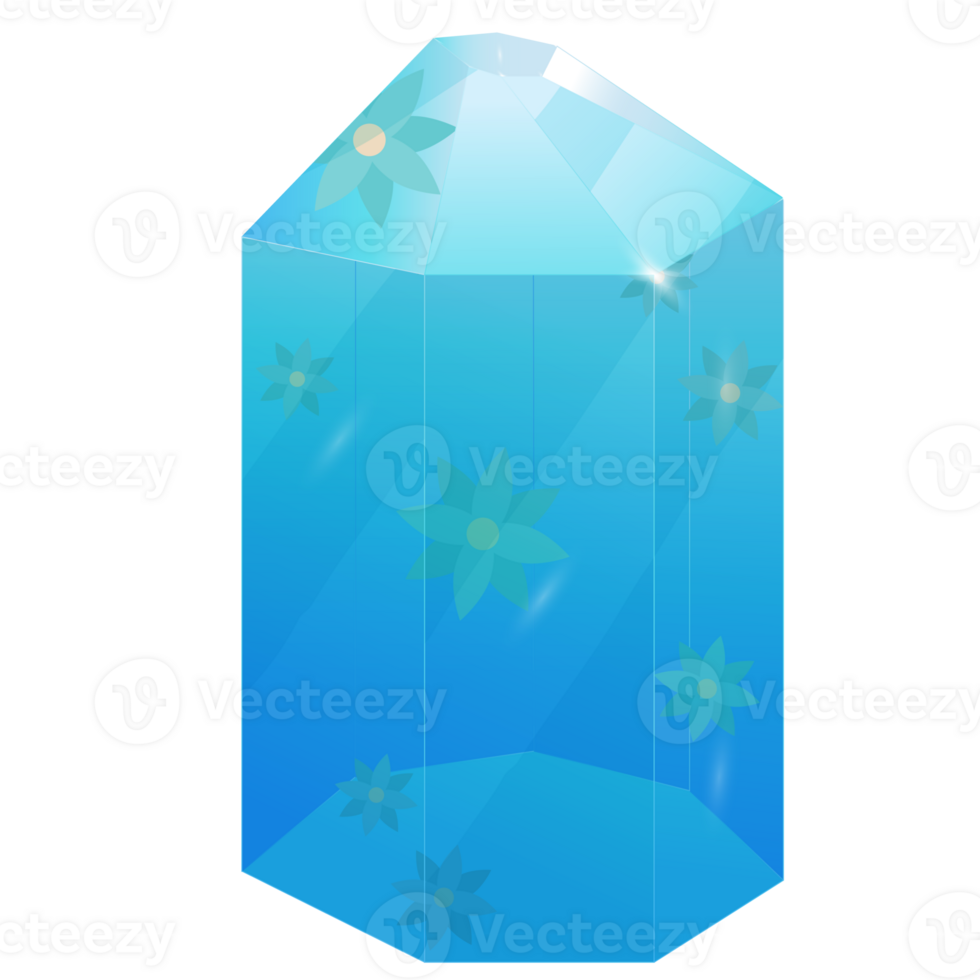 Crystal. Curative Transparent Healing Quartz. Gradient Clear Bright Gem with Flower. Floral Magic Stone png