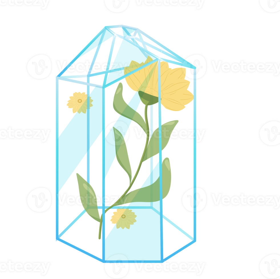 schema cristallo. curativo trasparente guarigione quarzo con floreale, fiori. pendenza chiaro luminosa gemma con telaio. Magia pietra png