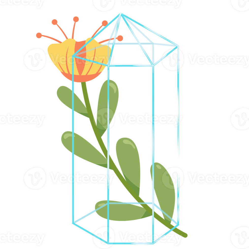 Gliederung Kristall. heilend transparent Heilung Quarz mit blumig, Blumen. Gradient klar hell Juwel mit rahmen. Magie Stein png