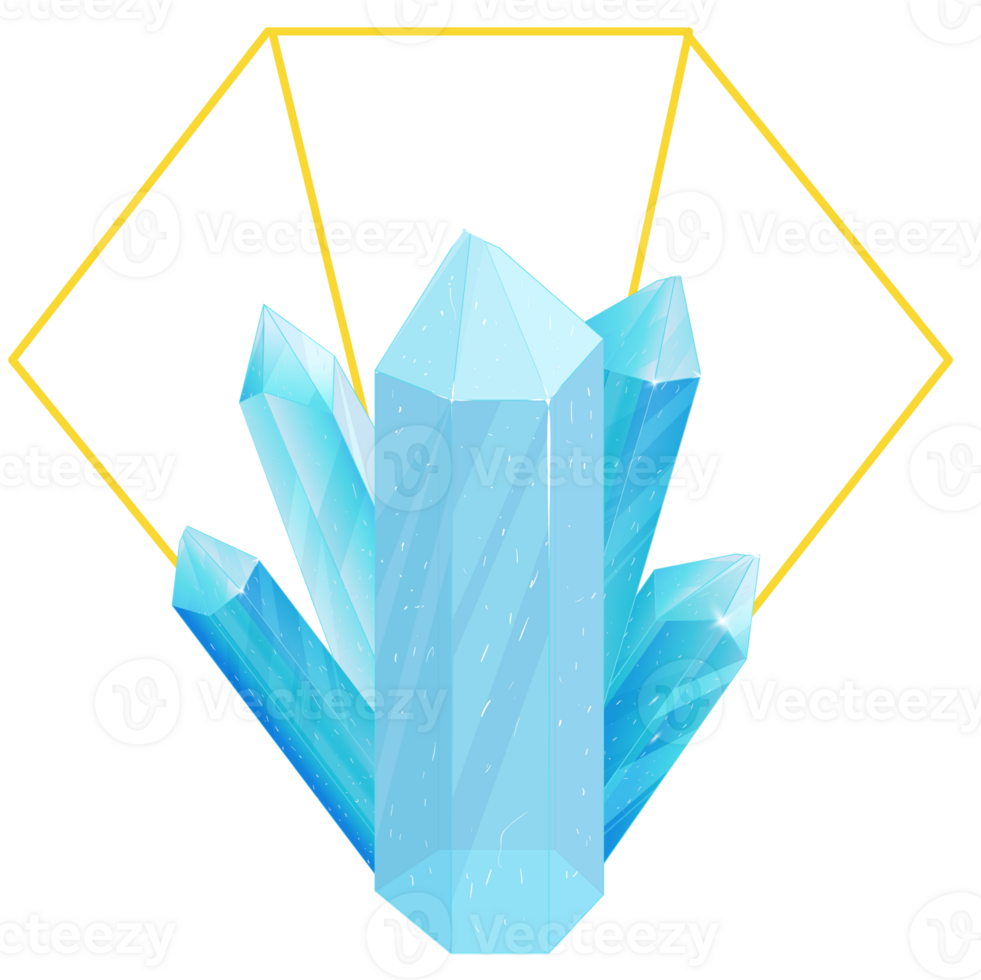 Crystal. Curative Transparent Healing Quartz. Gradient Clear Bright Gem with Frame. Magic Stone png