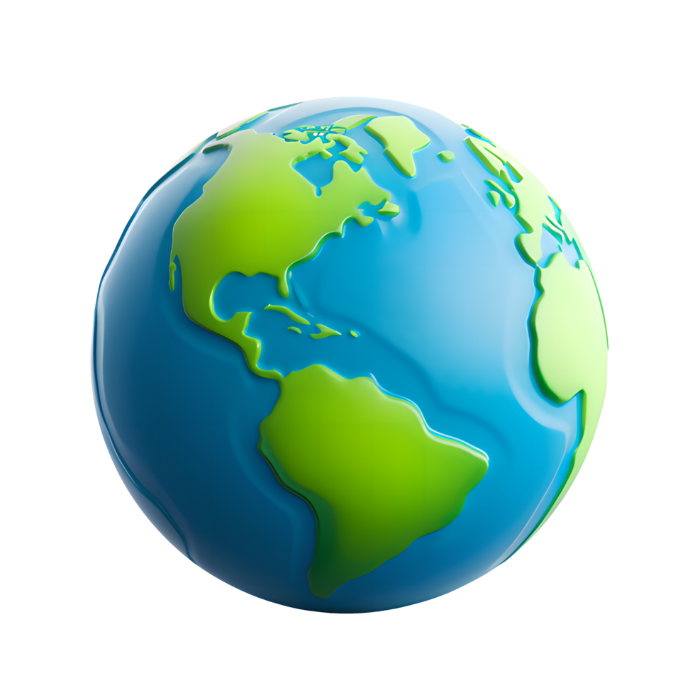 3D of Planet World Earth Globe Realistic Sculpted Plastic Highly Detail Transparent Background png