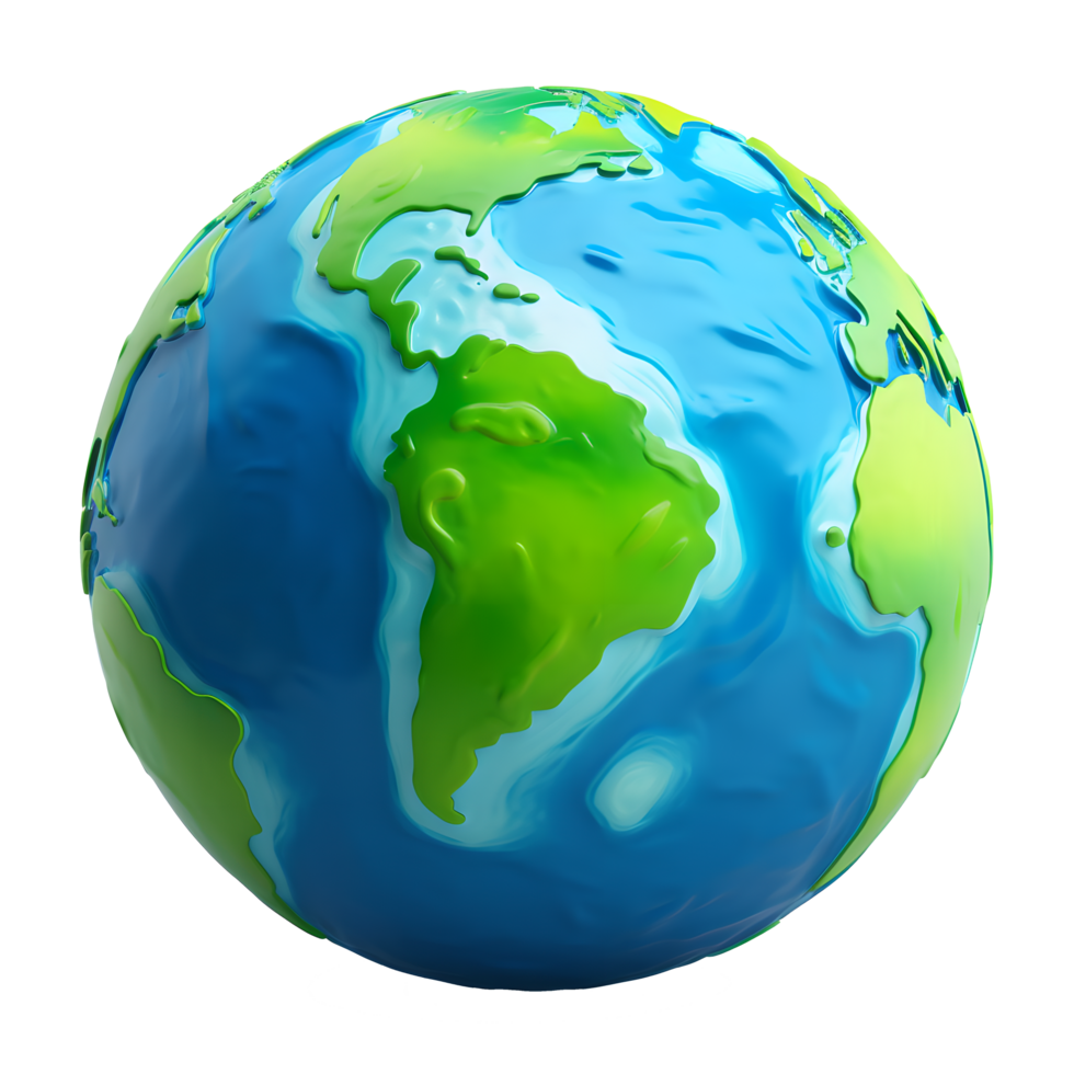 3d de planeta mundo tierra globo realista esculpido el plastico muy detalle transparente antecedentes png
