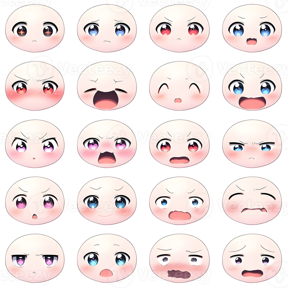 set of emotion funny face png