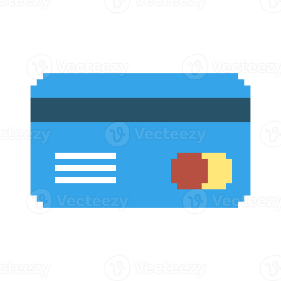 Pixel art secure credit card, buy safely vector icon for 8bit game on white background. png