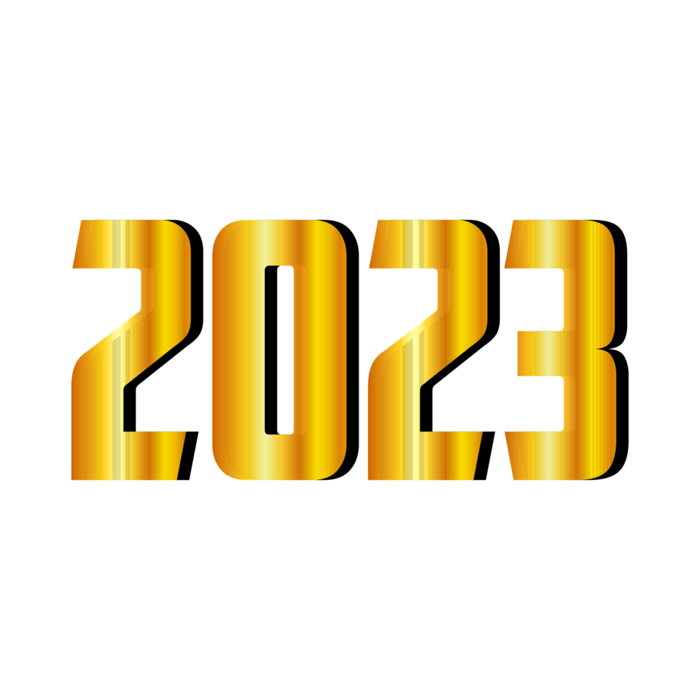 Lycklig ny år 2023 baner. gyllene vektor lyx text 2023 Lycklig ny år. guld festlig tal design vektor png