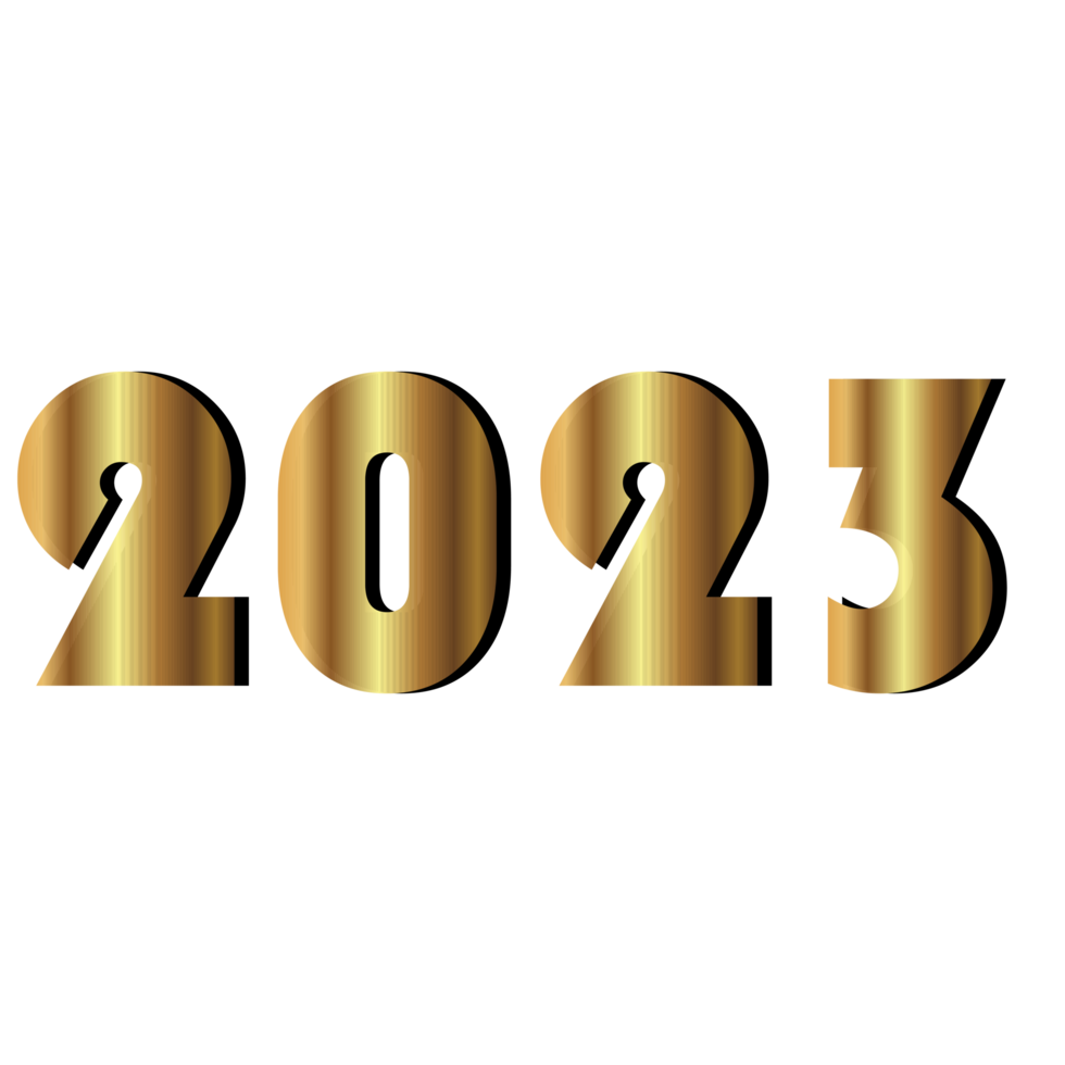 content Nouveau année 2023 bannière. d'or vecteur luxe texte 2023 content Nouveau an. or de fête Nombres conception vecteur png