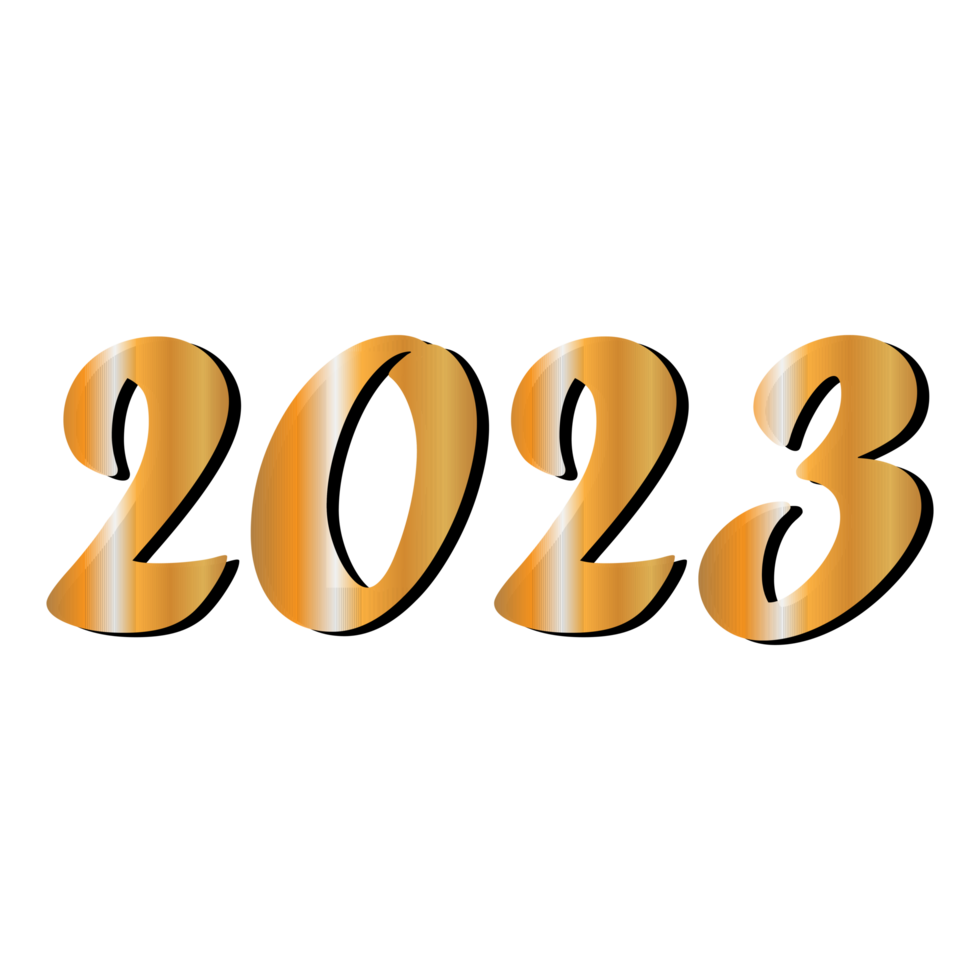 Happy new year 2023 banner. Golden Vector luxury text 2023 Happy new year. Gold Festive Numbers Design vector png