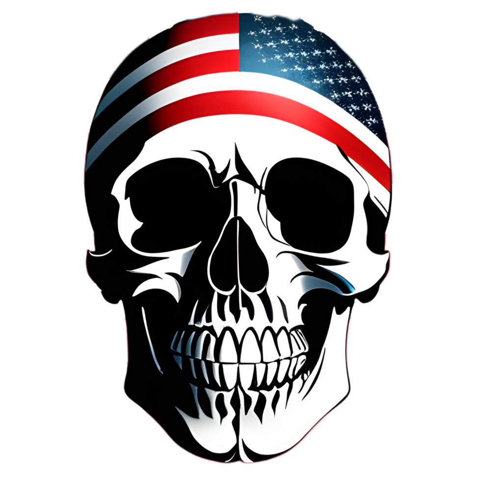 crânio ilustração com americano bandeira pintura png