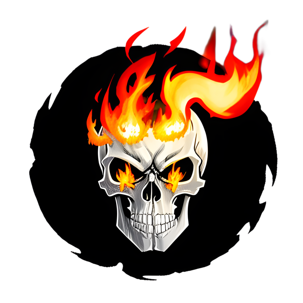 cool skull illustration on transparent background png