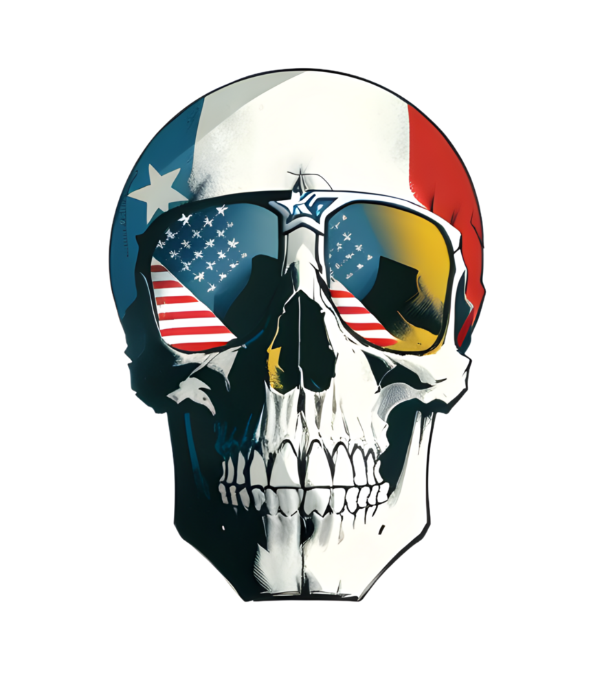 cool skull illustration on transparent background png