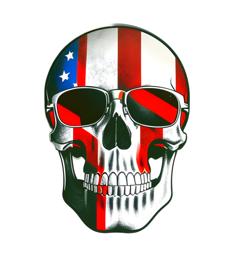 cool skull illustration on transparent background png