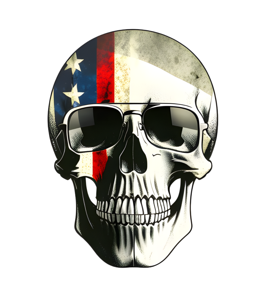 cool skull illustration on transparent background png